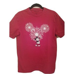 Disney X AE Mickey Mouse Fireworks  American Eagle T Shirt RED Small BE YOU